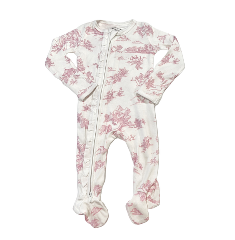 Storyland Toile Zipper Footie Pajama - Pink