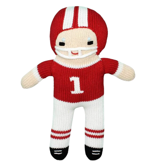 Knit Football Player Red and White