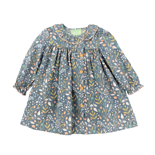 Gray Floral - Side Button Dress