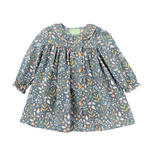 Gray Floral - Side Button Dress