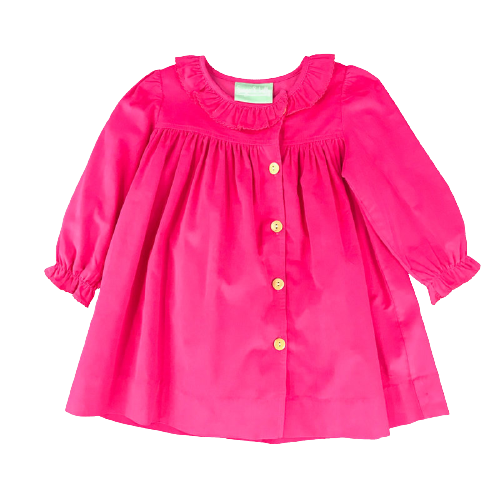Mustard Floral Side Button Dress - Pink
