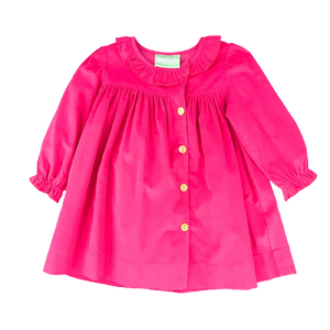 Mustard Floral Side Button Dress - Pink