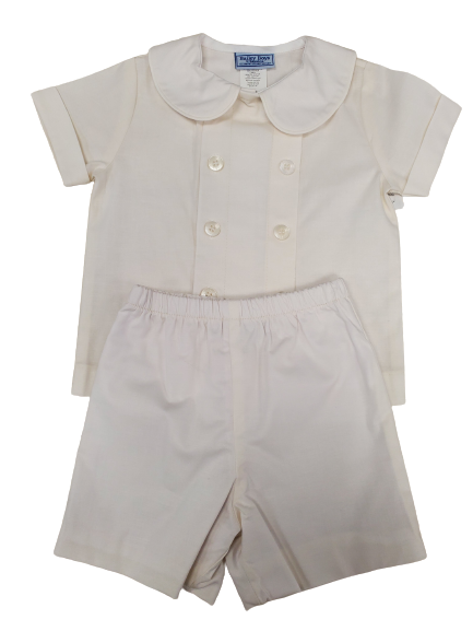 Snowy White Linen Dressy Short Set