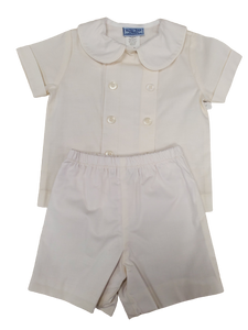 Snowy White Linen Dressy Short Set
