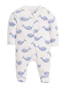 WHALE PRINT ZIP BABY SLEEPSUIT
