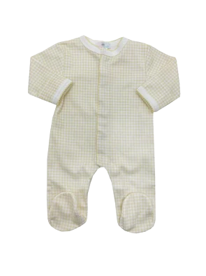 Yellow Gingham Pima Ruffles Footie